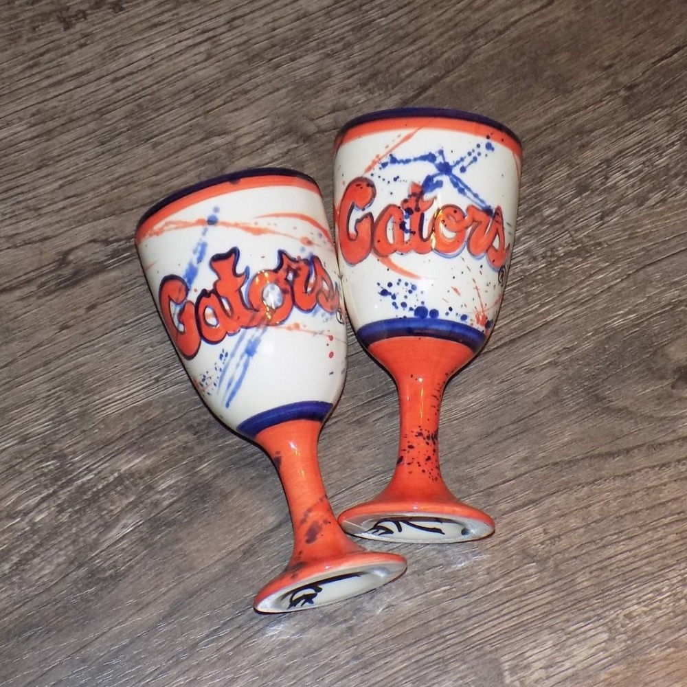 University of Florida Gators Goblets‎ Wine Glasses Set of 2 Hand Painted